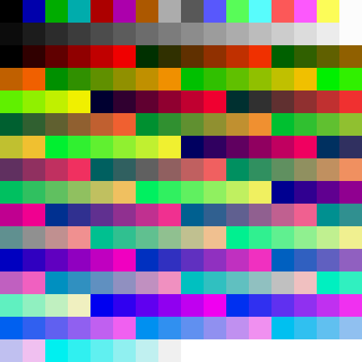 This image contains color swatches for the generic VGA palette.