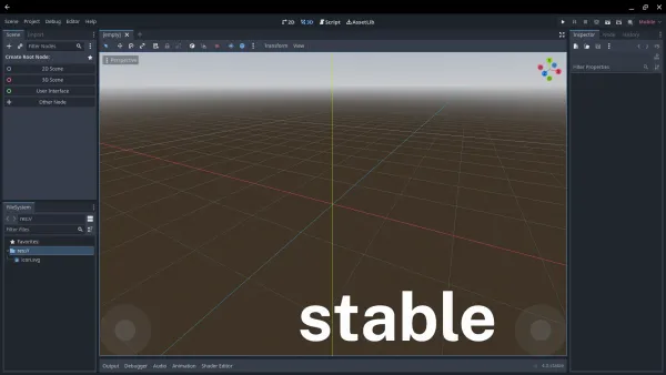 A screenshot of the Godot 4.0 Stable release